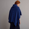 Women's Aran Poncho With Collar - Navy, Back Detail