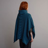 Women's Aran Poncho With Collar - Teal, Back Detail