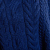Women's Aran Poncho With Collar - Navy, Pattern Detail