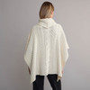 Women's Aran Poncho With Collar - Cream, Back Detail