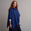 Women's Aran Poncho With Collar - Navy