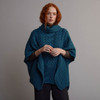 Women's Aran Poncho With Collar - Teal