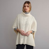 Women's Aran Poncho With Collar - Cream