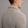 Men's Ribbed Shawl Neck Cardigan - Oatmeal, Back Of Collar Detail