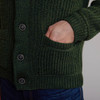 Men's Ribbed Shawl Neck Cardigan - Green, Pocket Detail