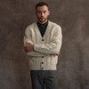 Men's Handknit V Neck Aran Cardigan - Natural White
