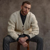 Men's Handknit V Neck Aran Cardigan - Natural White