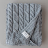 Super Soft Merino Aran Cable Blanket - Ocean Grey