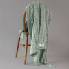Super Soft Merino Aran Cable Blanket - Sea Green