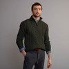 Men's Half Zip Aran Sweater - Army Green
