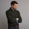 Men's Half Zip Aran Sweater - Army Green