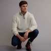 Men's Half Zip Aran Sweater - Natural White