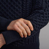 Men's Half Zip Aran Sweater - Blackwatch, Sleeve & Cuff Detail