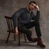 Men's Honeycomb & Chevron Handknit Aran Sweater - Charcoal