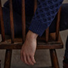 Men's Honeycomb & Chevron Handknit Aran Sweater - Navy, Cuff