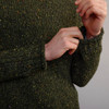 Men's Traditional Donegal Tweed Roll Neck Sweater - Green, Cuff & Sleeve Detail