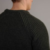 Men's Fisherman's Ribbed Crew Sweater - Army Green, Collar Detail