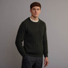 Men's Fisherman's Ribbed Crew Sweater - Army Green