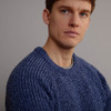 Men's Fisherman's Ribbed Crew Sweater - Denim, Collar Detail