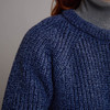 Women's Fisherman's Ribbed Crew Sweater - Denim, Collar Detail