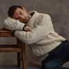 Men's Honeycomb Handknit Crew Neck Aran Sweater - Natural White