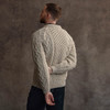 Men's Honeycomb Handknit Crew Neck Aran Sweater - Oatmeal, Back Detail