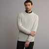 Men's Traditional Crew Neck Aran Sweater - Natural White
