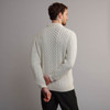 Men's Traditional Crew Neck Aran Sweater - Natural White, Back Detail