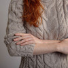 Women's Aran Cabled Sweater - Oatmeal, Sleeve & Cuff Detail