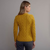 Women's Aran Cabled Sweater - Yellow, Back Detail