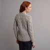Women's Aran Cabled Sweater - Oatmeal, Back Detail