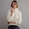 Women's Chunky Cable Roll Neck Sweater - Cream