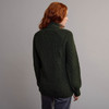 Women's Fisherman Ribbed Sweater - Army Green, Back Detail
