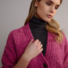 Women's Traditional Donegal Tweed Cardigan - Pink, Collar Detail