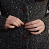 Women's Traditional Donegal Tweed Cardigan - Grey, Button & Cuff Detail