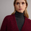 Women's Traditional Donegal Tweed Cardigan - Berry, Collar Detail