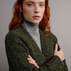 Women's Traditional Donegal Tweed Cardigan - Green, Collar Detail