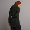 Women's Hooded Aran Coatigan - Army Green, Back Detail