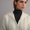 Women's Hooded Aran Coatigan - Natural White, Collar & Zipper