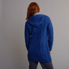 Women's Hooded Aran Coatigan - Blue, Back Detail