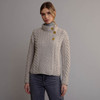 Women's High Neck Aran Cardigan - Oatmeal