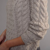 Women's High Neck Aran Cardigan - Oatmeal, Sleeve Detail