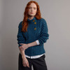 Women's High Neck Aran Cardigan - Teal