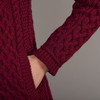 Women's Aran Side Zip Coatigan - Berry, Pocket Detail