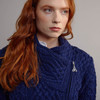Women's Aran Side Zip Coatigan - Navy, Collar