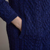 Women's Aran Side Zip Coatigan - Navy, Pocket