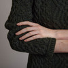 Women's Aran Side Zip Coatigan - Army Green, Cuff
