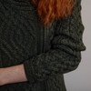 Women's Aran Side Zip Coatigan - Army Green, Sleeve