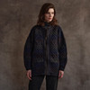 Women's Patchwork Handknit Aran Cardigan - Grey & Blue