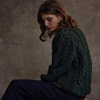 Women's Diamond Handknit Crew Neck Sweater - Dark Green